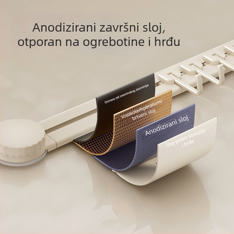 Kuhinjski kuk s vakuumom, bez bušenja, nosivost 3-5 kg, organizator za špatule i žlice, moderan dizajn, 8 komada, ABS materijal