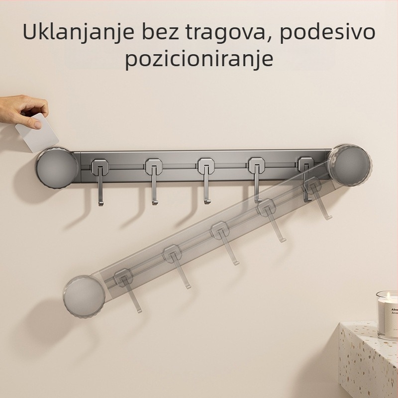 Kuhinjski kuk s vakuumom, bez bušenja, nosivost 3-5 kg, organizator za špatule i žlice, moderan dizajn, 8 komada, ABS materijal