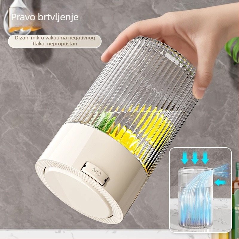 Zapečaćena prozirna posuda za žitarice i suhe namirnice, PET plast, otporna na vlagu, kapacitet 301–500 ml, moderni minimalistički stil