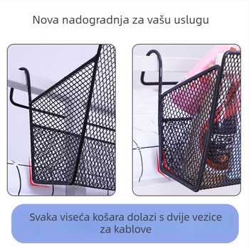 Metalna viseća košarica za pohranu uz gornju bunk postel, zidni nosač bez bušenja