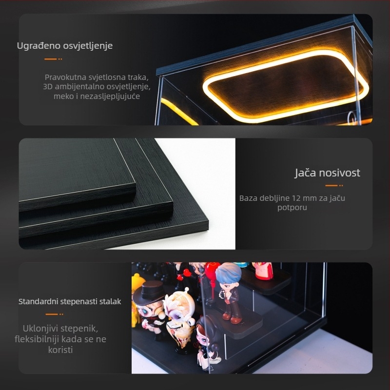 Akrilni izložbeni ormarić za figurice blind-box, prozirna kutija za pohranu otporna na prašinu