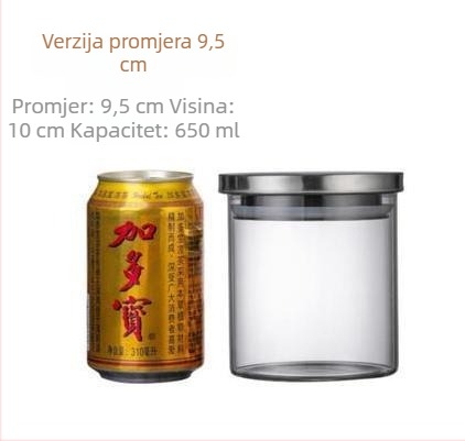 Staklena posuda za skladištenje od borosilikatnog stakla s poklopcem od bambusa, prozirne posude za čaj u različitim veličinama