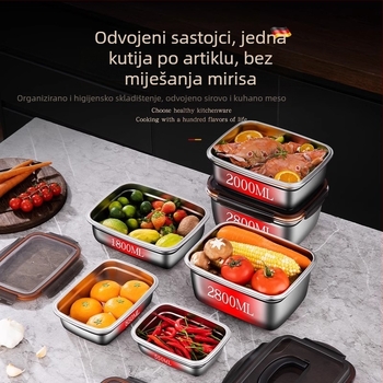 Nehrđajuća kutija za hranu od nehrđajućeg čelika sa zatvaračem, pravokutnog oblika