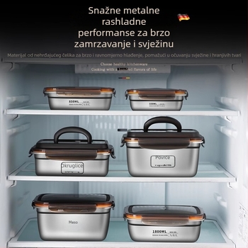 Nehrđajuća kutija za hranu od nehrđajućeg čelika sa zatvaračem, pravokutnog oblika