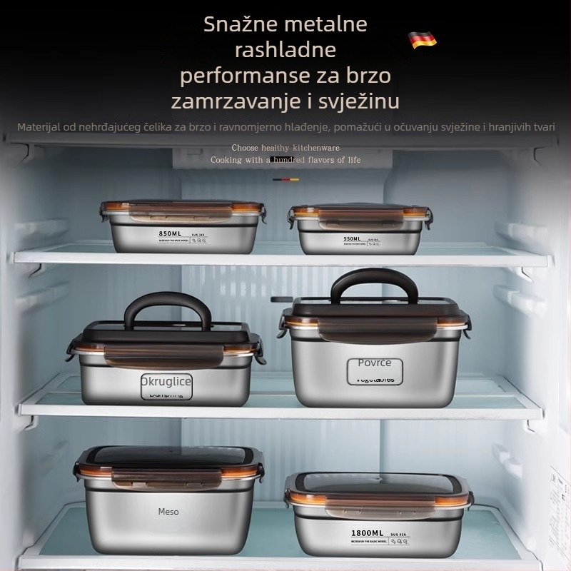 Nehrđajuća kutija za hranu od nehrđajućeg čelika sa zatvaračem, pravokutnog oblika
