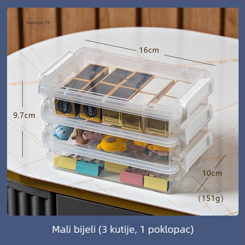 Prozirna akrilna kutija za odlaganje s ladicama za studentske ispitne papire, fotografije, plakate, značke i ostale predmete