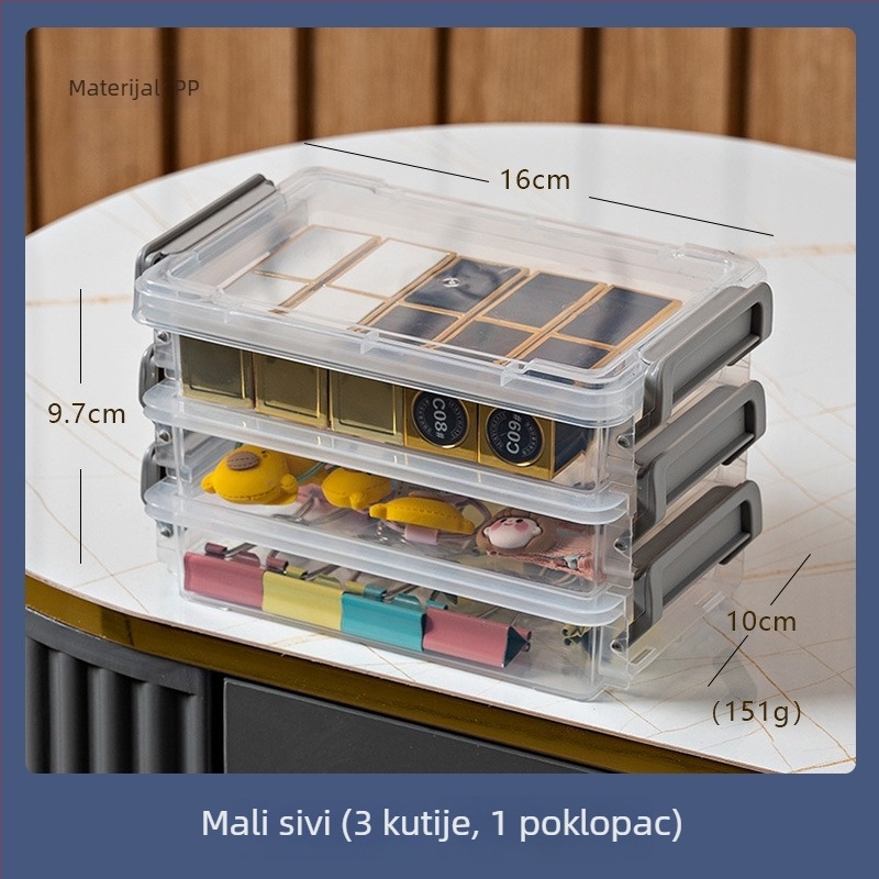 Prozirna akrilna kutija za odlaganje s ladicama za studentske ispitne papire, fotografije, plakate, značke i ostale predmete