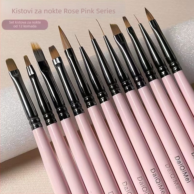 Rose Pink serija: komplet noktiju umjetničkih olovaka s okruglom glavom za fototerapiju, profesionalne razine crtanja cvijeća, za kućnu upotrebu