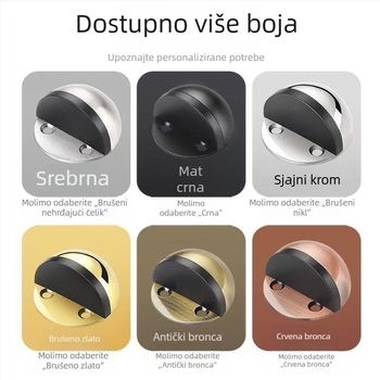 Nehrđajući čelični zaustavljač vrata, polukružni gornji dio, montiran na pod, za staklena vrata, kupaonica