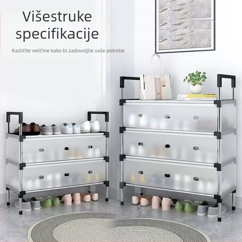 Višeslojni stalak za cipele sa zavjesom, velik kapacitet za kućnu upotrebu, kompaktan na ulazu, višenamjenski.