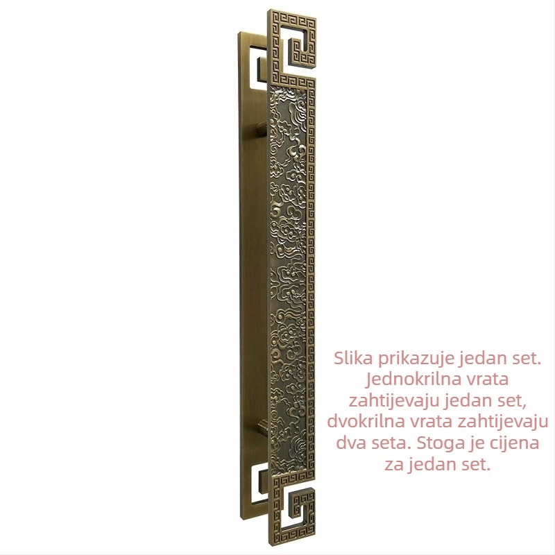 Vintage ručno rezbarena kvaka od aluminijske legure za staklena vrata s besplatnim graviranjem – klizna kvaka za hotele i trgovačka središta