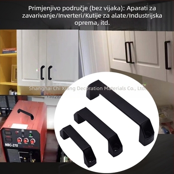 Deblja aluminijska legura, crna najlon ručka za ladice i vrata električnih ormara, prednja montaža
