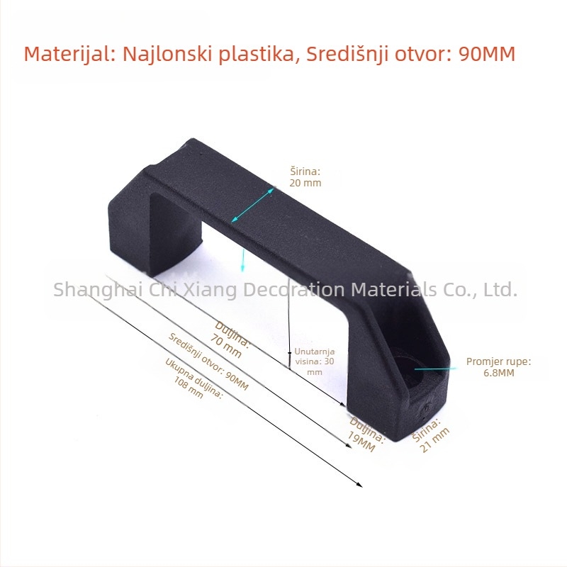 Deblja aluminijska legura, crna najlon ručka za ladice i vrata električnih ormara, prednja montaža