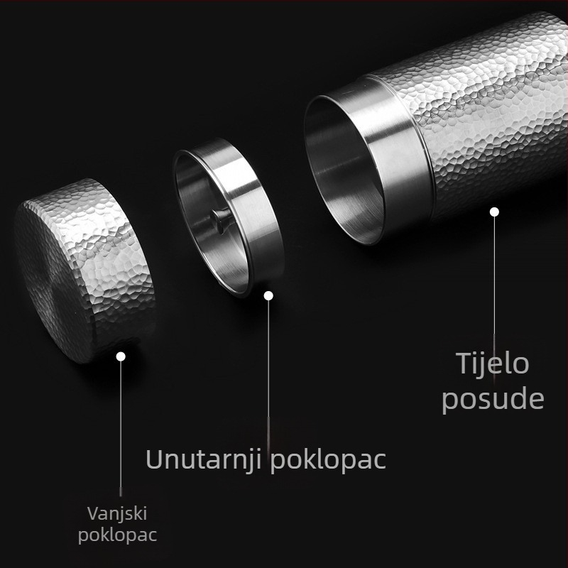 Prijenosna metalna kutija za čaj, zatvorena, s teksturom udarca čekića, kapacitet 50 g, za putovanja, kutija za poklon