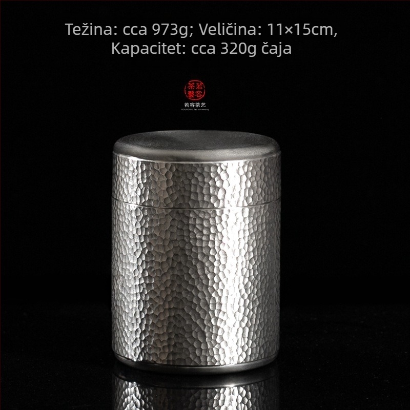 Prijenosna metalna kutija za čaj, zatvorena, s teksturom udarca čekića, kapacitet 50 g, za putovanja, kutija za poklon