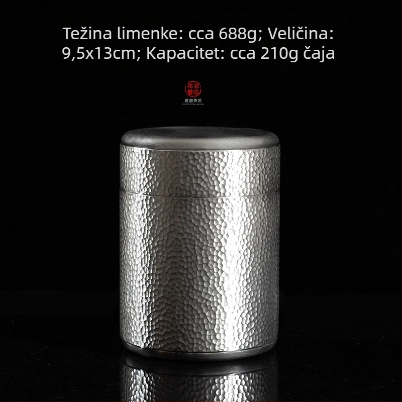 Prijenosna metalna kutija za čaj, zatvorena, s teksturom udarca čekića, kapacitet 50 g, za putovanja, kutija za poklon