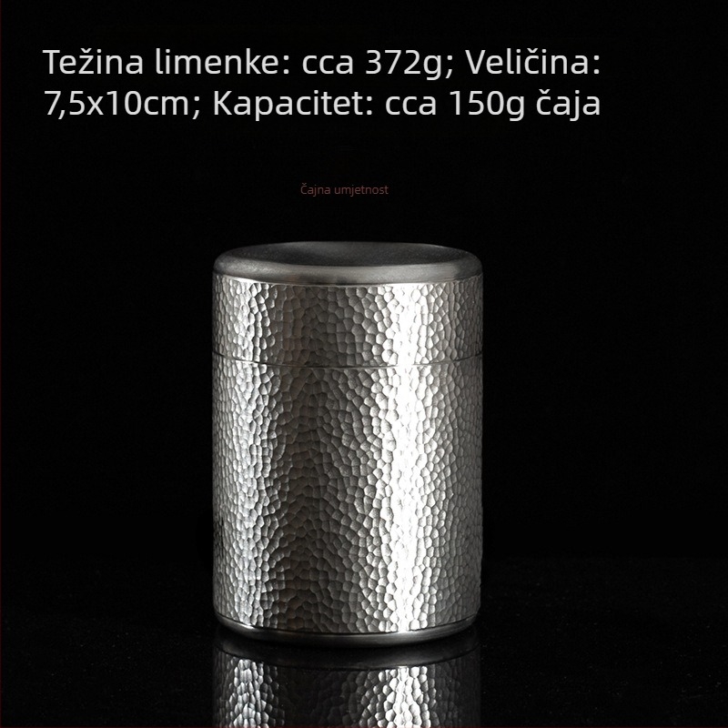 Prijenosna metalna kutija za čaj, zatvorena, s teksturom udarca čekića, kapacitet 50 g, za putovanja, kutija za poklon