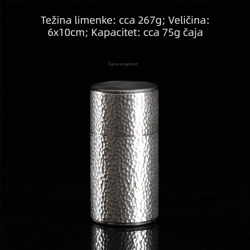 Prijenosna metalna kutija za čaj, zatvorena, s teksturom udarca čekića, kapacitet 50 g, za putovanja, kutija za poklon