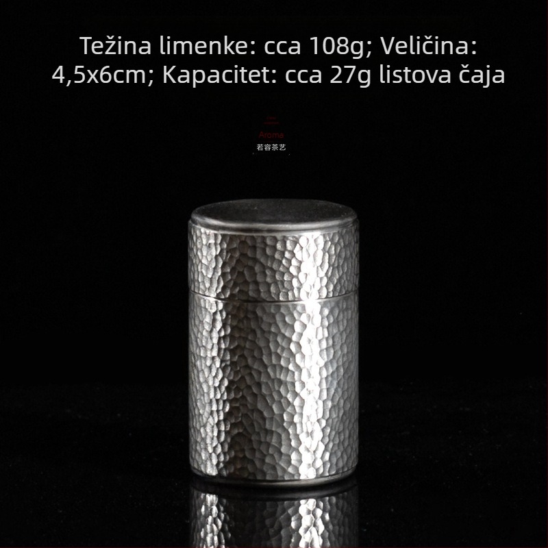 Prijenosna metalna kutija za čaj, zatvorena, s teksturom udarca čekića, kapacitet 50 g, za putovanja, kutija za poklon