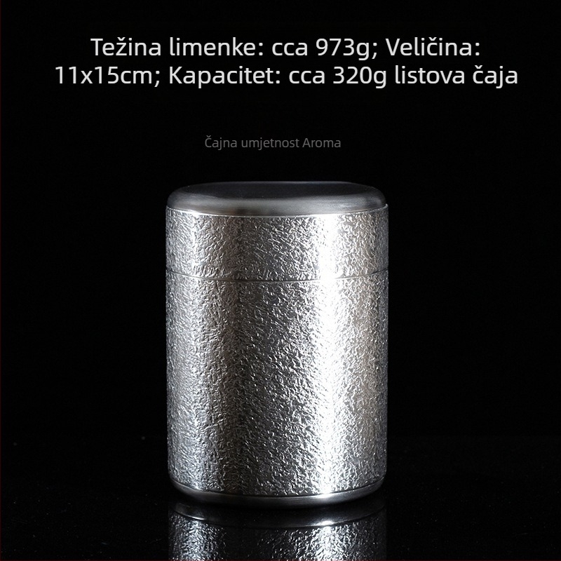 Prijenosna metalna kutija za čaj, zatvorena, s teksturom udarca čekića, kapacitet 50 g, za putovanja, kutija za poklon