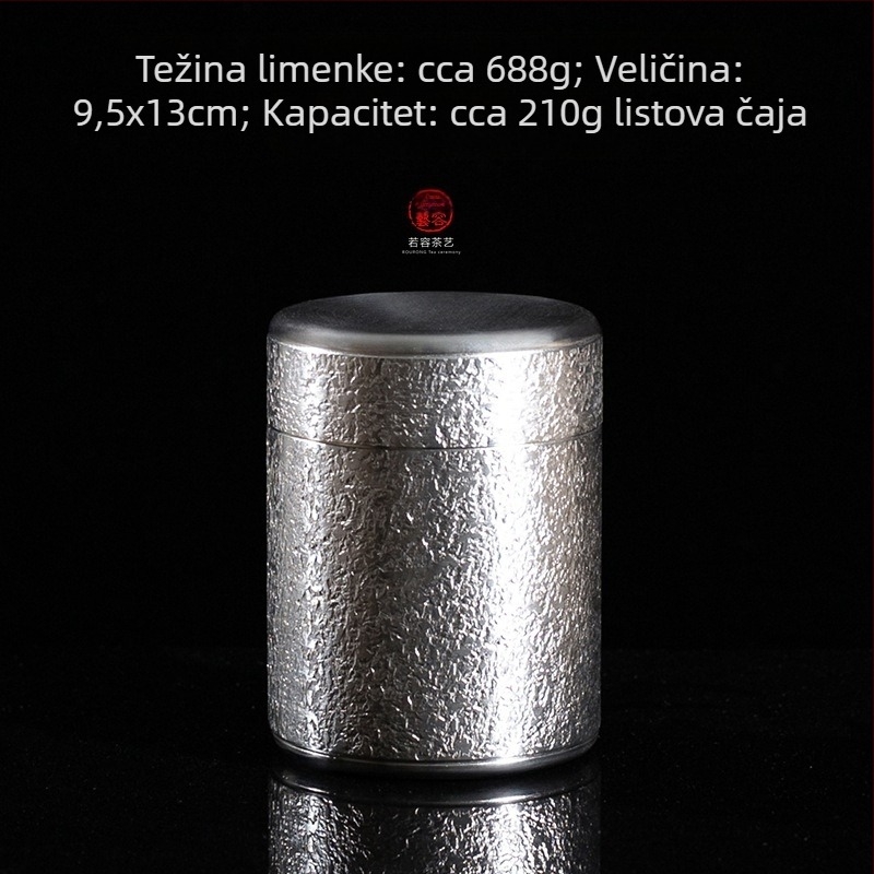 Prijenosna metalna kutija za čaj, zatvorena, s teksturom udarca čekića, kapacitet 50 g, za putovanja, kutija za poklon
