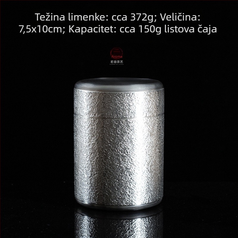 Prijenosna metalna kutija za čaj, zatvorena, s teksturom udarca čekića, kapacitet 50 g, za putovanja, kutija za poklon