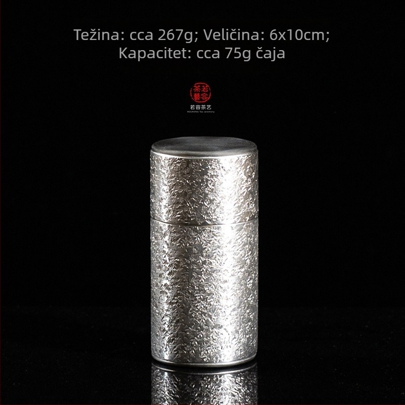 Prijenosna metalna kutija za čaj, zatvorena, s teksturom udarca čekića, kapacitet 50 g, za putovanja, kutija za poklon