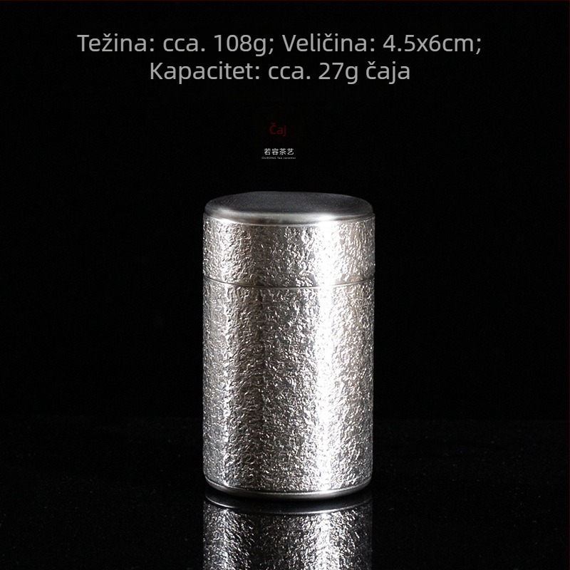 Prijenosna metalna kutija za čaj, zatvorena, s teksturom udarca čekića, kapacitet 50 g, za putovanja, kutija za poklon