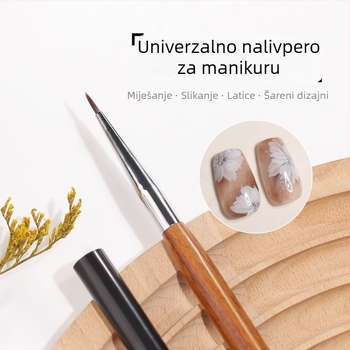 Univerzalna olovka za manikuru i set kistova za nokte za salon – gradijentne latice cvijeća i tanke linije