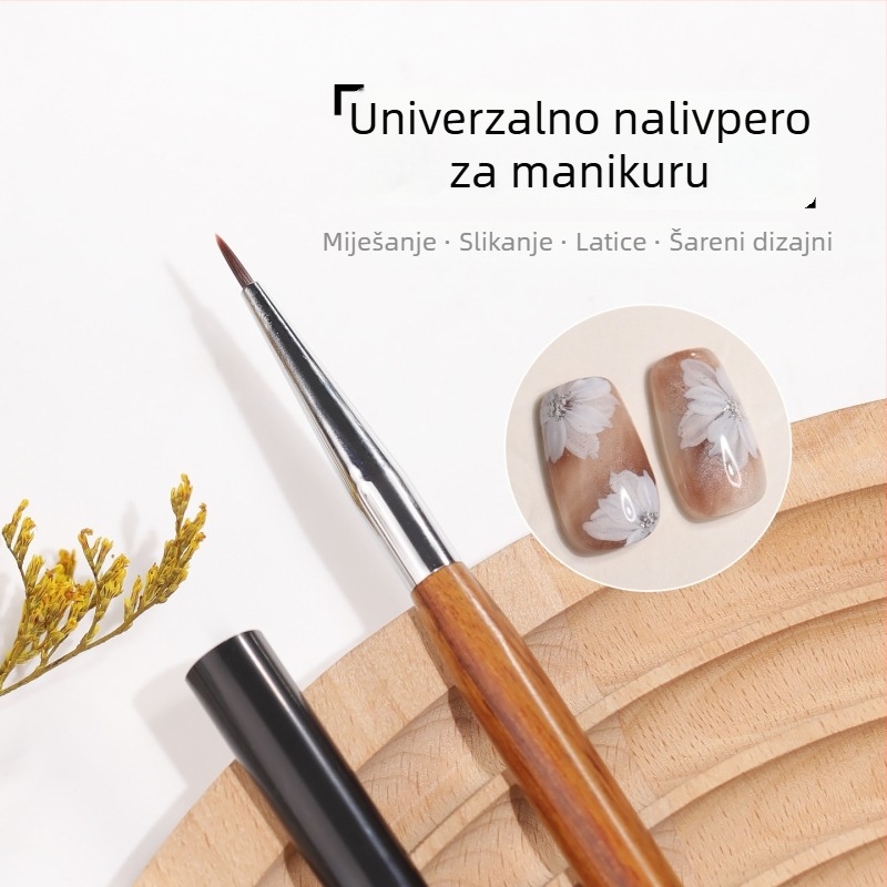 Univerzalna olovka za manikuru i set kistova za nokte za salon – gradijentne latice cvijeća i tanke linije