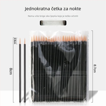 Jednokratna četkica za manikuru s oštrim vrhom za crtanje linija i vrhom za popunjavanje pukotina, gel četkica bez ispiranja