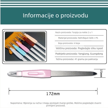 2-in-1 set pilnika za nokte, 6 kom., dvostruki, višenamjenski manikurni alat s vilicom za zanokice i polirajućom trakom od nehrđajućieg čelika