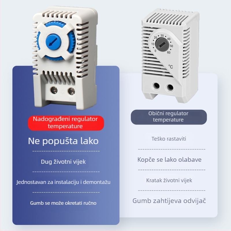Mehanički termostat za kontrolu temperature s prekidačem za ormarić ventilatora, grijanje, automatsko održavanje temperature