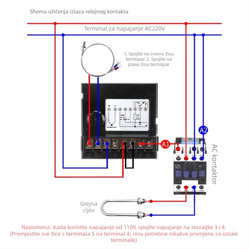 JTC-902/903 termostat s pokazivačem i gumbnim regulatorom, napajanje 110/220V, regulator temperatura NNC