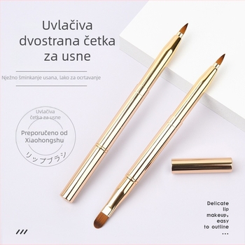 Teleskopská dvostruka četkica za usne – prijenosna kozmetička olovka s metalnom drškom