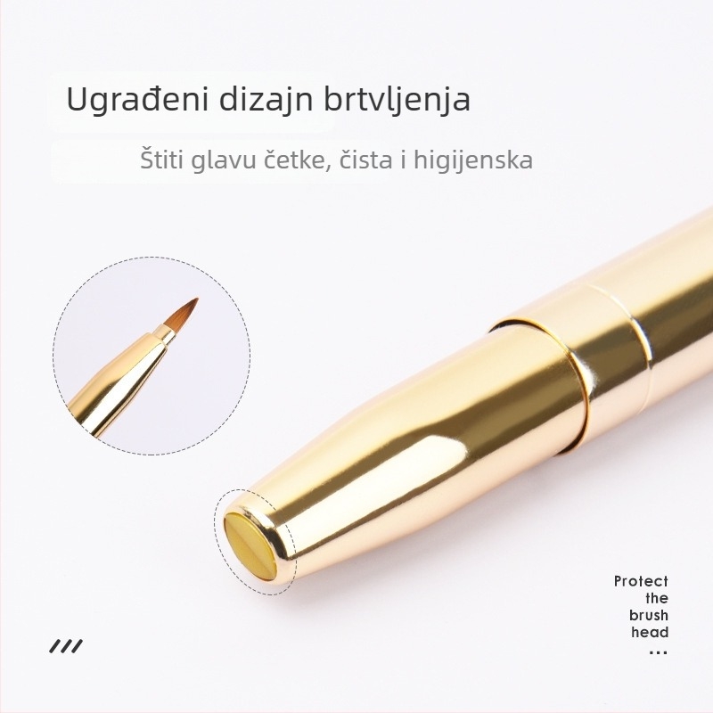 Teleskopská dvostruka četkica za usne – prijenosna kozmetička olovka s metalnom drškom