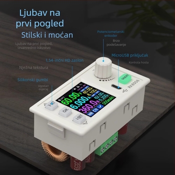 RK6006 digitalni zaslon, podesivo DC napajanje – pločasti modul, ulaz 24–48V, smanjenje napona baterije, širok raspon napona, konstantan izlaz struje