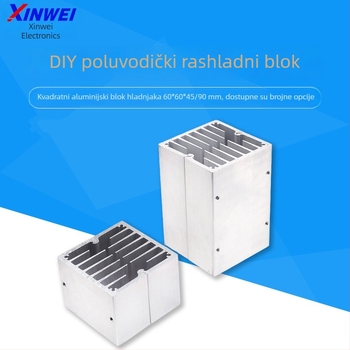 Dva bloka za hlađenje poluvodiča, četvrtasti aluminijski hladnjaci, veličine 60×60×45 mm ili 60×60×90 mm