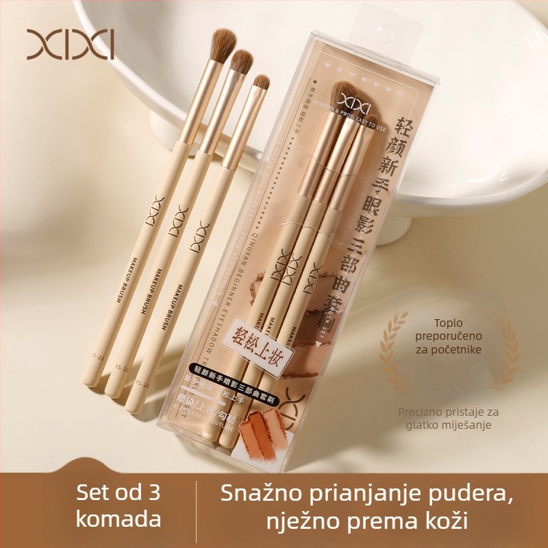 Xixi Svijetli Izgled: Trio set kistova za sjenilo za početnike – kist za eyeliner i kistovi za blendanje (veliki i mali)