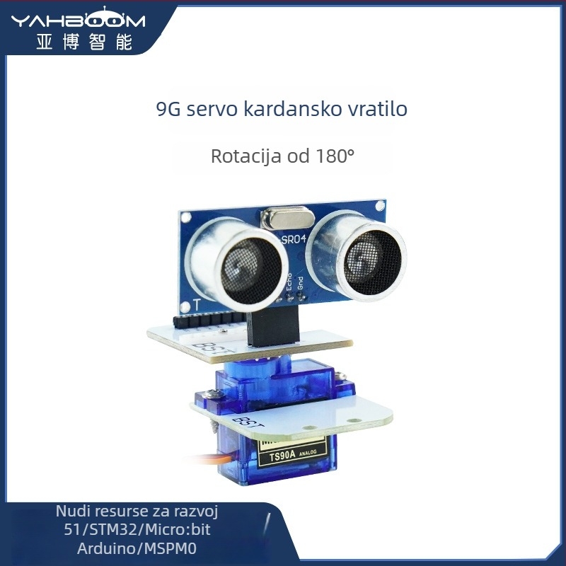 SG90 9g servo pan-tilt 180° ultrazvučni senzor za pametni robotski auto s izbjegavanjem prepreka i mjerenjem udaljenosti