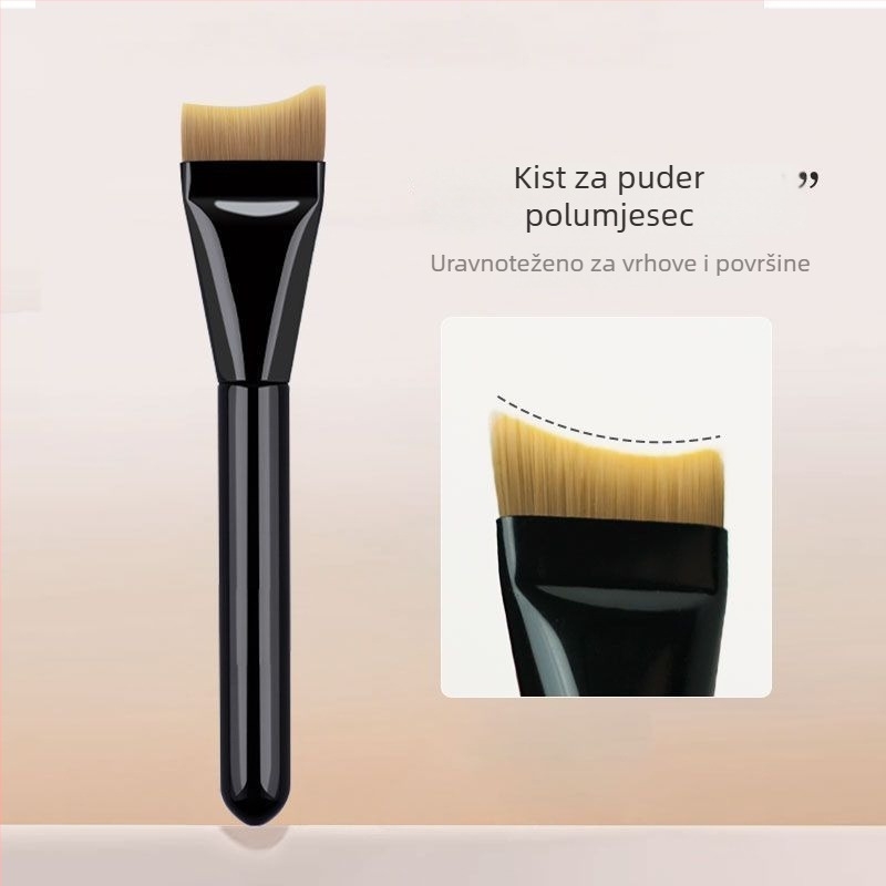 Četkica za puder u obliku mjeseca – zakrivljeni ravni vrh, štedi puder, bez tragova na koži