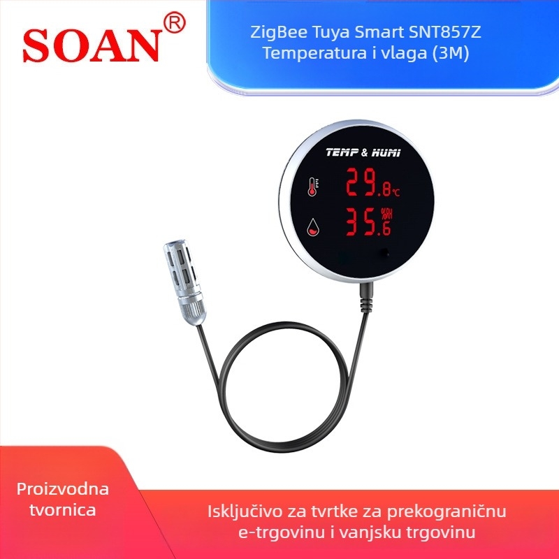 Zigbee senzor temperature i vlažnosti s digitalnim zaslonom za uzgoj sadnica, fermentaciju i uzgoj životinja