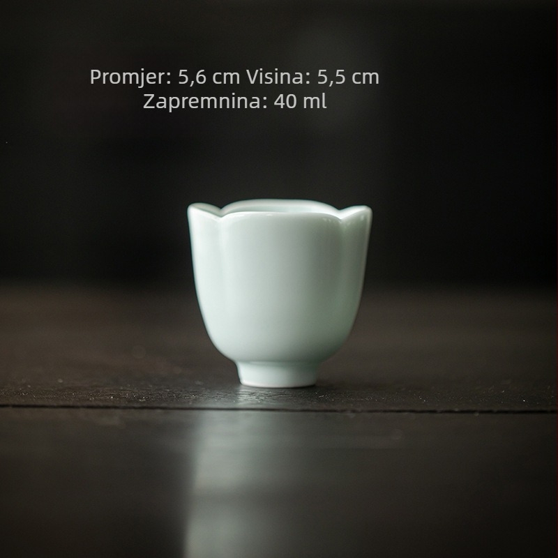 Porcelanska Gongfu šalica za čaj s cvjetnim rubom, mala, jednostavna, jednobojna, kineskog stila
