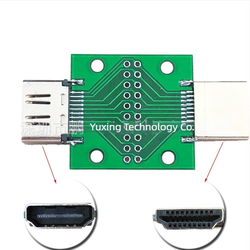 HDMI A testna pločica s PCB adapterom, muški i ženski konektori, okretni držač sklopova