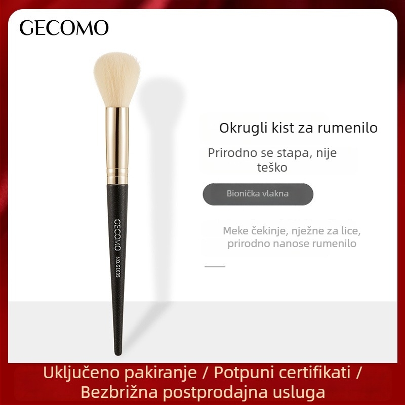 GeComo Četka za ruž s okruglom glavom – mekana vlakna, glatka primjena pudera, prenosni alat za šminkanje