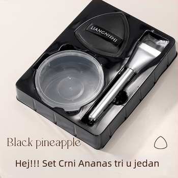 Liangni Shi Crni ananas: Trojedini set spužvice za šminku i pudernog puffa, nježan prema koži, iznimno mekan, za suho i mokro korištenje