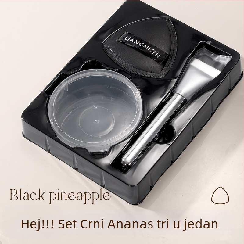 Liangni Shi Crni ananas: Trojedini set spužvice za šminku i pudernog puffa, nježan prema koži, iznimno mekan, za suho i mokro korištenje