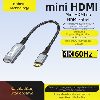 Micro/mini HDMI na HDMI kabel za prijenosni zaslon, Raspberry Pi i DSLR kamera
