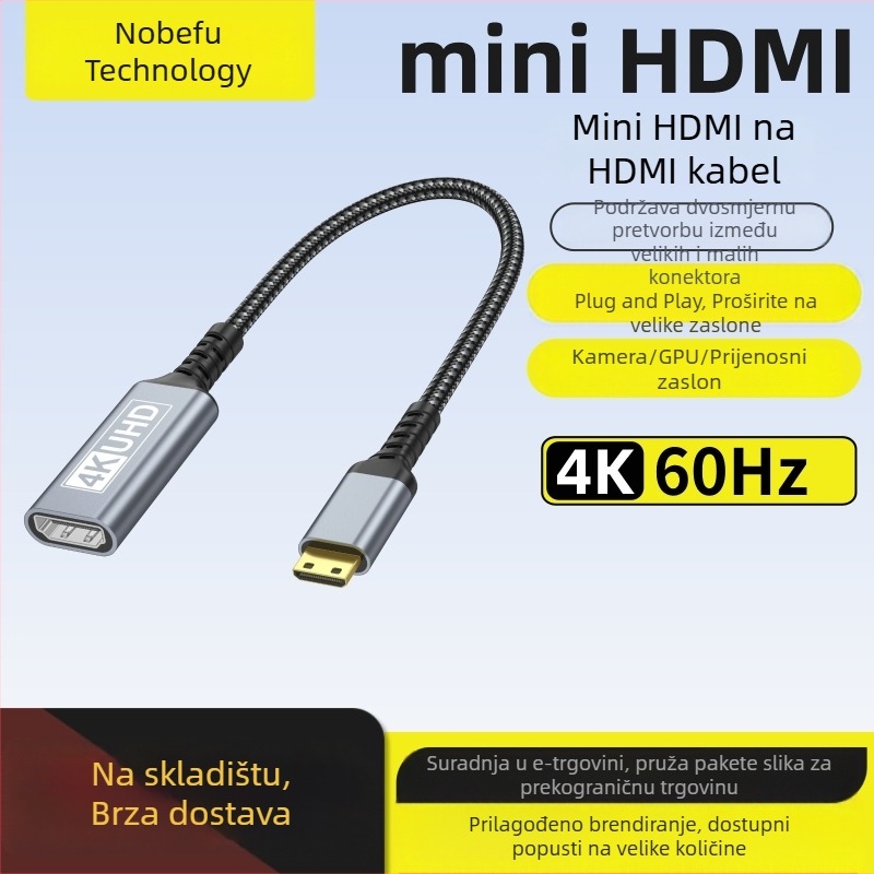 Micro/mini HDMI na HDMI kabel za prijenosni zaslon, Raspberry Pi i DSLR kamera