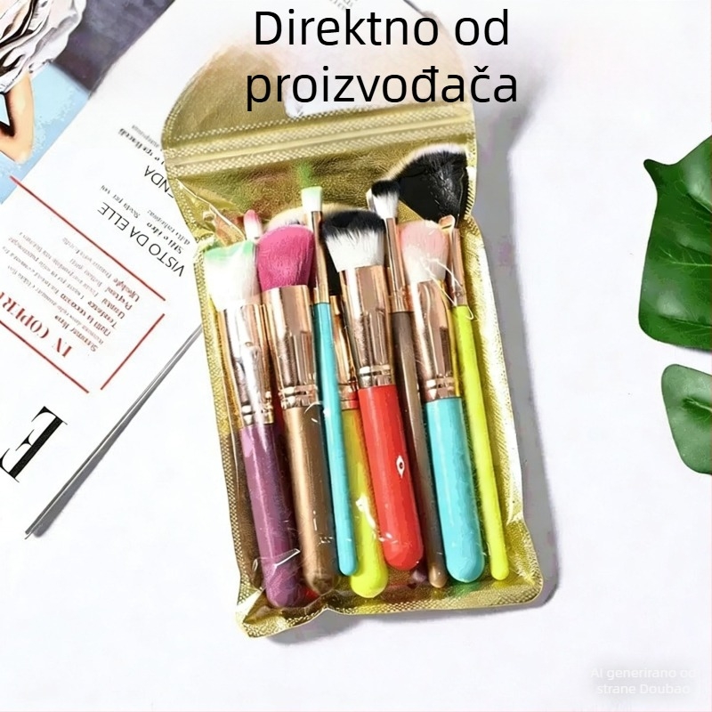 Nabava od 10 četkica za šminku, velike i male četkice, šarene čekinje